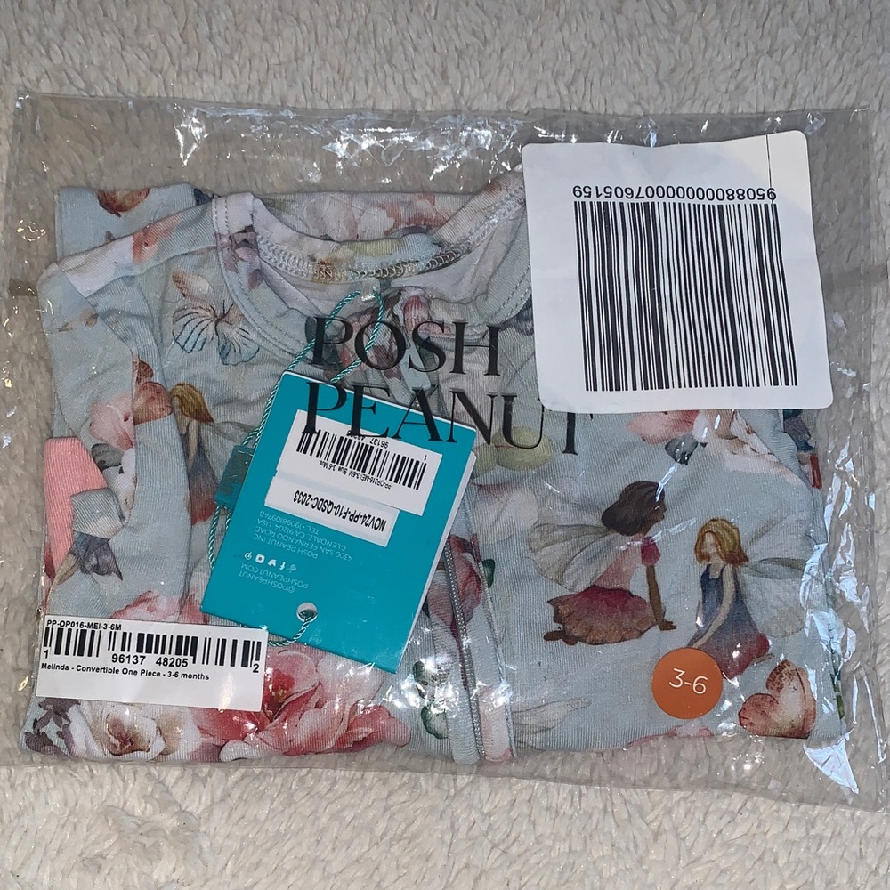 NWT Posh Peanut Melinda Convertible Footie 3-6M Fairies - Picture 2 of 8